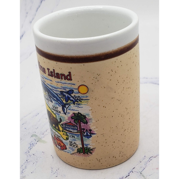 Catalina Island Souvenir Miniature Beige Vintage Ceramic Toothpick Holder - Picture 4 of 8